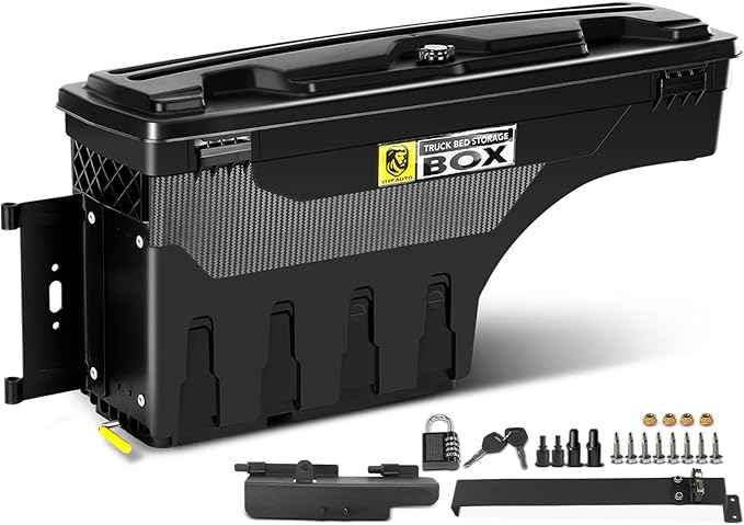 YHTAUTO Truck Bed Storage Tool Box Lockable Compatible with 1994-2002 Dodge Ram & 1980-1996 Ford F-Series & 1988-1998 Chevy GMC C/K Pickup, Driver Side, Swing Waterproof Wheel Well ToolBox