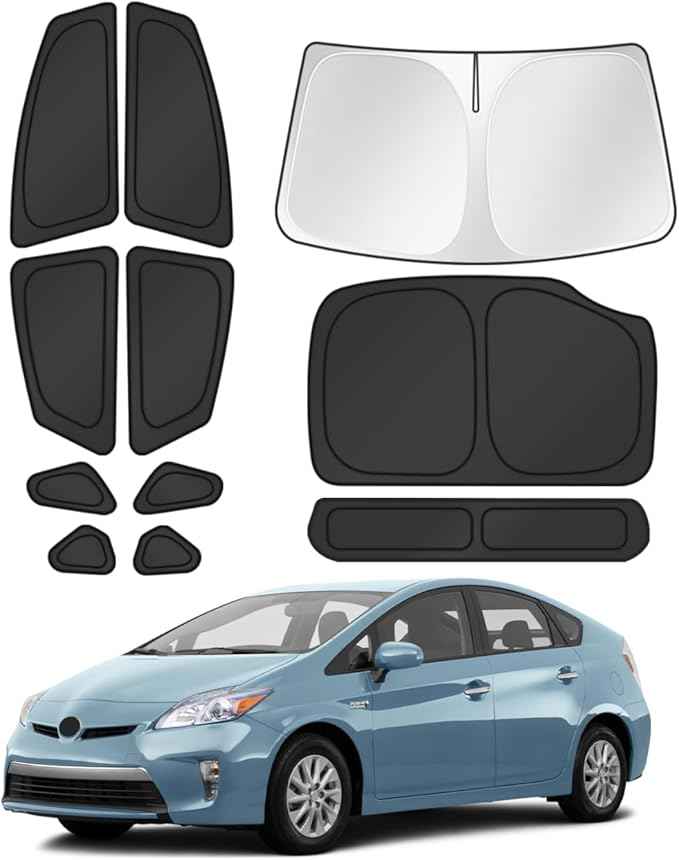 Window Shades for 2010-2015 Toyota Prius Hatchback Accessories Windshield Sun Shade Side Rear Window Covers Sunshade Sun Visor Shield Privacy Protection for Camping Keep Car Cool Black 11PCS