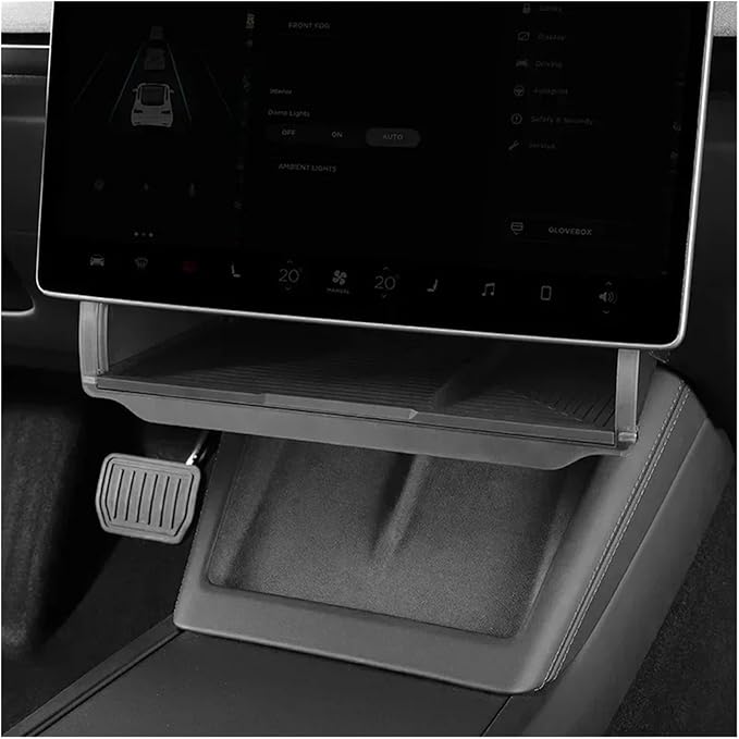 Under Screen Storage Box Compatible For Tesla Model Y/3+ Highland 2024 Central Control Hidden Storage Box Organizer Tray Car Accessories Car Center Console Dashboard Accessories(New 3 Black LHD