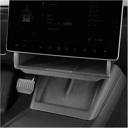 Under Screen Storage Box Compatible For Tesla Model Y/3+ Highland 2024 Central Control Hidden Storage Box Organizer Tray Car Accessories Car Center Console Dashboard Accessories(New 3 Black LHD