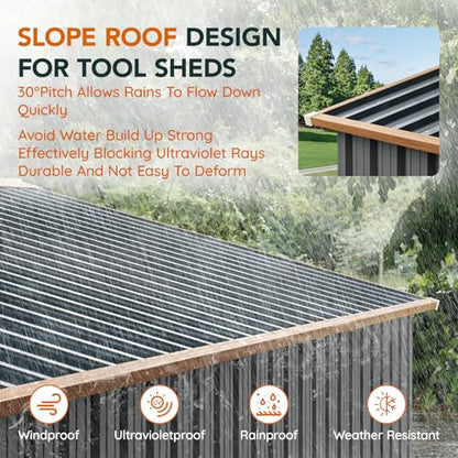 10×8FT Metal Shed & Outdoor Storage Shed with Floor Frame