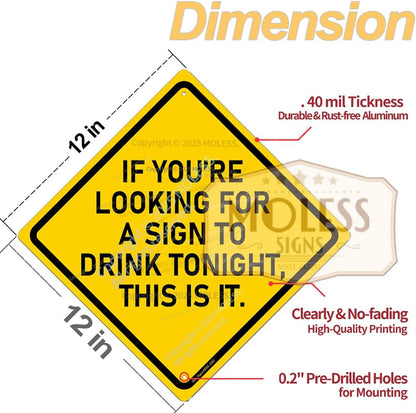 Drink Tonight Bar Sign | 12x12″ Durable Funny Man Cave Decor Metal Beer Signs Wall Decorations for Home Bar/Basement/Garage/Mancave, 2352