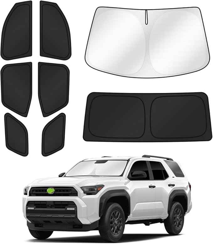 Sunshades for 2025 2026 Toyota 4Runner Accessories Windshield Sun Shade Side Rear Window Shade Cover Sun Visor Shield Privacy Protection for Camping Keep Vehicle Cool Black 8PCS