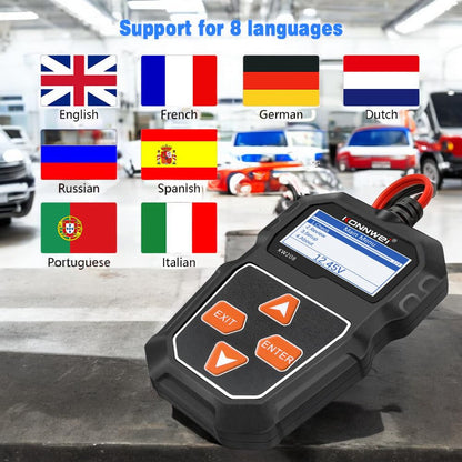 KONNWEI KW208 Car Battery Tester 12V. 100-2000 CCA Load Tester. Automotive Alternator Tester. Voltage Test, Cranking Test, Charging Test. For cars, trucks, boats, motorcycles, SUVs gasoline or diesel.