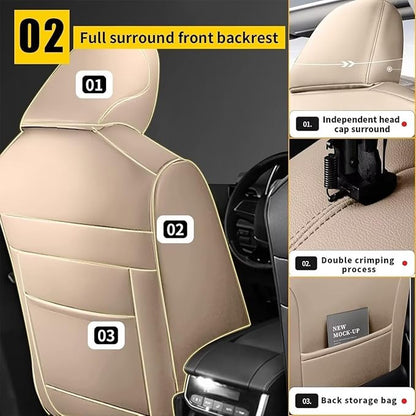 YORKNEIC Front Seat Covers Fit for Ford Fusion 2010-2020: Faux Leather Car Seat Cover Protector Cushion (2 Front Set, Beige)