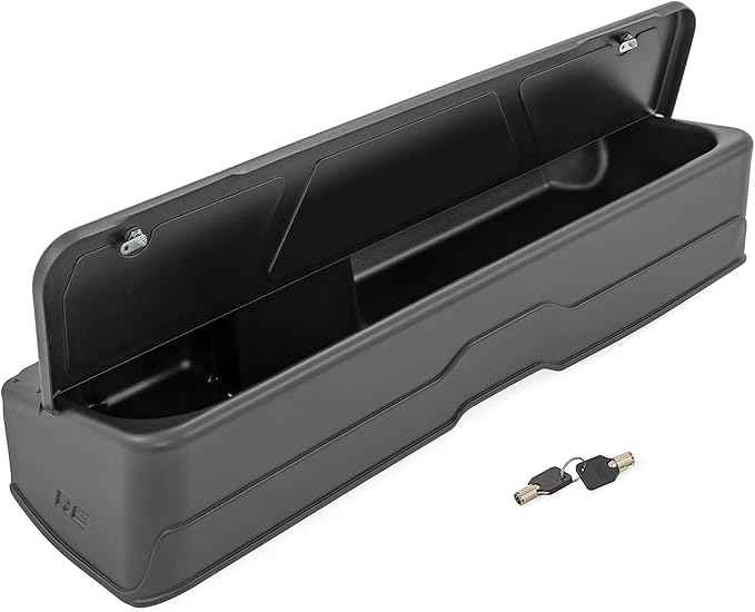 Rough Country Under Seat Storage for Chevy Silverado & GMC Sierra 1500/2500HD/3500HD Crew Cab (2019-2026) - Custom Rear Under Seat Organizer Tray with Lockable Lid