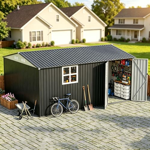 10x14 FT Outdoor Storage Metal Shed with Window