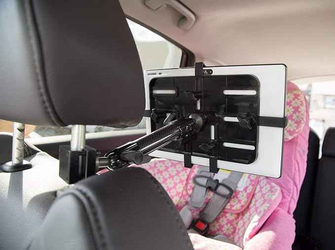 Mount-It! Carbon Fiber Car Headrest Tablet Holder, Back Seat iPad & Tablet Mount for Kids, Adjustable 7–11 Inch Rear Seat Holder for Galaxy & Fire Tablets, Road Trip Travel Mount