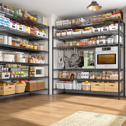 83"H Storage Shelves 3840LBS Metal Shelving Unit Garage Shelving Heavy Duty 6 Tier Commercial Adjustable Wire Shelving for Storage Rack for Pantry (2 Count)