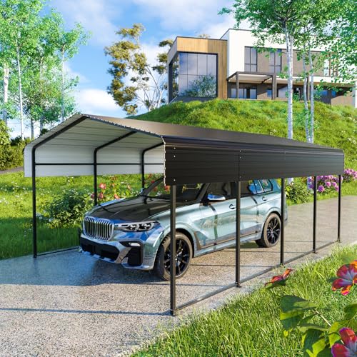 Metal Carport 13 * 20 FT Heavy Duty Carport Canopy with Galvanized Steel Roof Multi