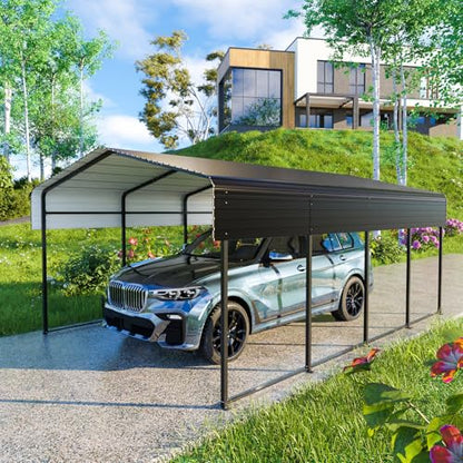 Metal Carport 13 * 20 FT Heavy Duty Carport Canopy with Galvanized Steel Roof Multi