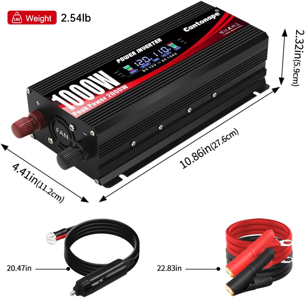 1000W Car Power Inverter DC 12V to 110V