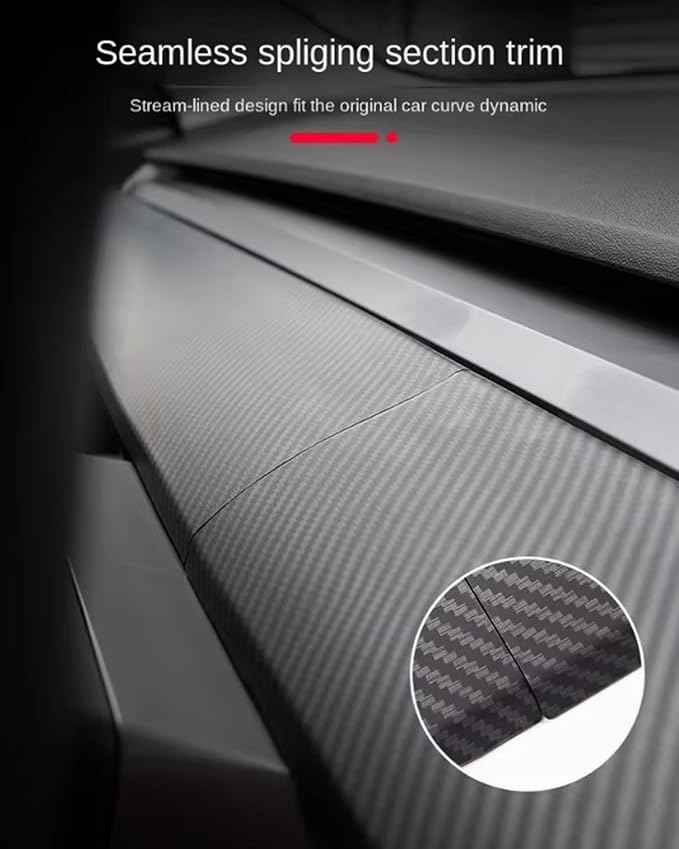 Dashboard Cover and Front Door Cover Compatible with Tesla Model 3（2017-2023） and Model y（2019-2024） (Matte Carbon Fiber Dashboard 2pcs only)