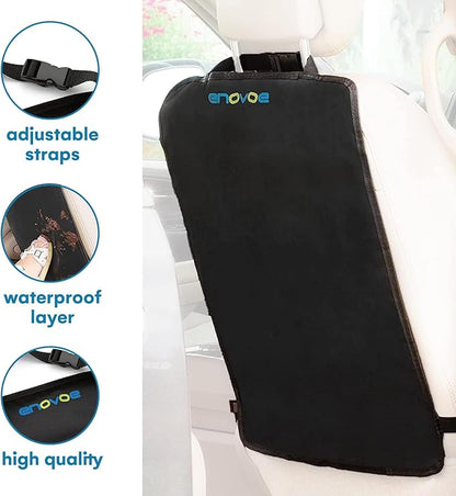 Enovoe Kick Mats Back Seat Protector for Kids - 2 Pack - Premium Quality Car Seat Back Cover Offers Waterproof Protection of Your Upholstery from Mud and Scratches - Backseats Kick Protector for Child