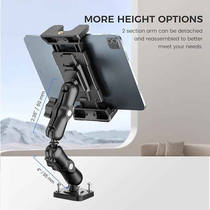 OHLPRO Tablet Mount for Truck - Heavy Duty Drill Base - Tablet Holder for Car Dashboard, iPad Holder for All 5"-13" iPad Pro Samsung Galaxy Kindle fire Tablets and Car Wall Desk etc.