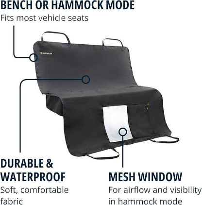 Ruffwear, Dirtbag Dog Car Seat Cover, 300D Heavy Duty Waterproof Scratch Proof Nonslip Hammock or Bench, Durable Machine Washable, Back Seat Protector for Cars, SUVs & Trucks, Basalt Gray