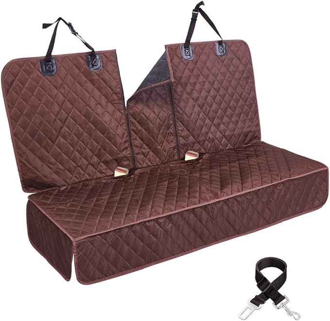 Dog Car Seat Cover for Back Seat Cover for Kids,Non Stick Fur Rear Seat Protector for Pet,Nonslip Waterproof Universal Fit Interior Backseat Covers for Auto Van SUV (Large, Coffee Brown)