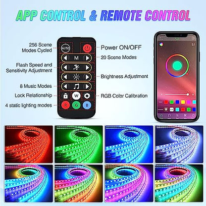 6PCS Dream Color LED Underglow Lights with APP & Remote Control