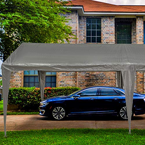 10x20 Ft Heavy Duty Carport Canopy Outdoor Portable Dark Grey