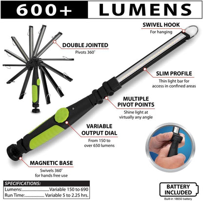 Performance Tool W2232 650+LM Li-Ion Folding Slim Work Light