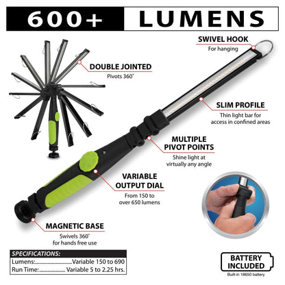 W2232 650 Lumen Rechargeable Folding Slim Work Light