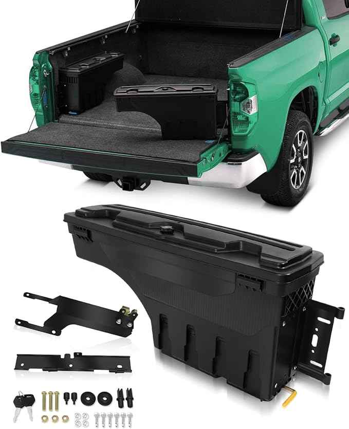 SCITOO Truck Bed Tool Box for Ford F-250 Super Duty for F-350 Super Duty 2017-2022 Right Passenger Side,Multi-Compartment Dividers Organized Storage,Heavy Duty & No-Drill Installation