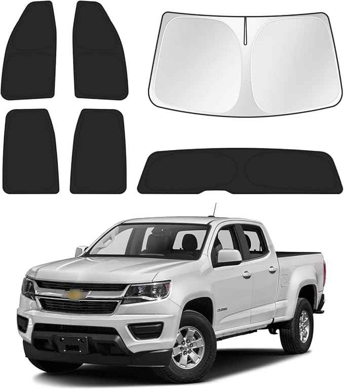 Windshield Sun Shade for 2015-2022 Chevrolet/Chevy Colorado 4 Door Side Rear Window Shade Cover Sun Visor Shield Privacy Protection Keep Vehicle Cool Black 6PCS