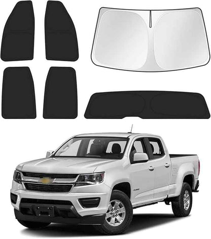 Windshield Sun Shade for 2015-2022 Chevrolet/Chevy Colorado 4 Door Side Rear Window Shade Cover Sun Visor Shield Privacy Protection Keep Vehicle Cool Black 6PCS