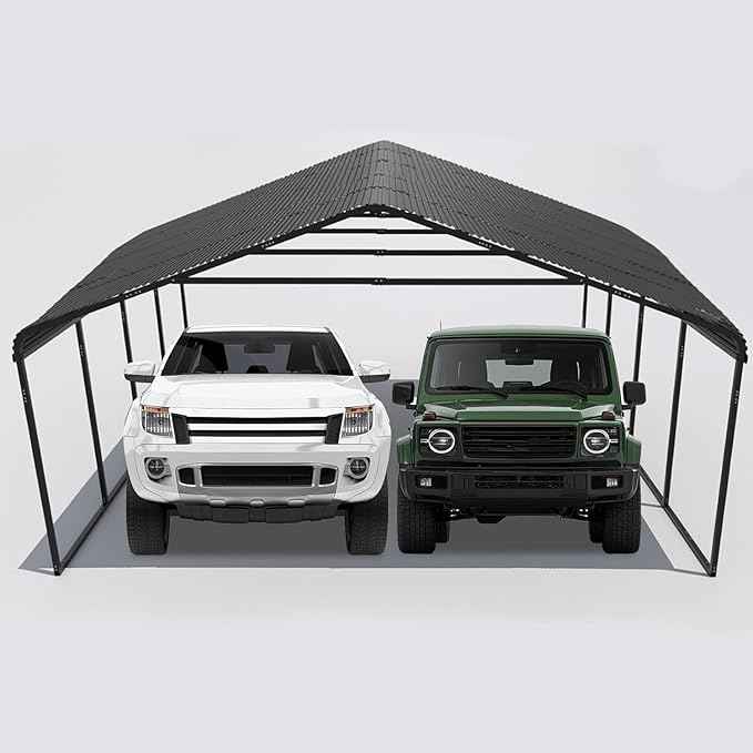 20x20 FT Carport Heavy Duty -Metal Carports for 2 Car All Weather,Garage Kit with Reinforced Frame, Steel Car Canopy Shelter for Outdoor Vehicle Protection