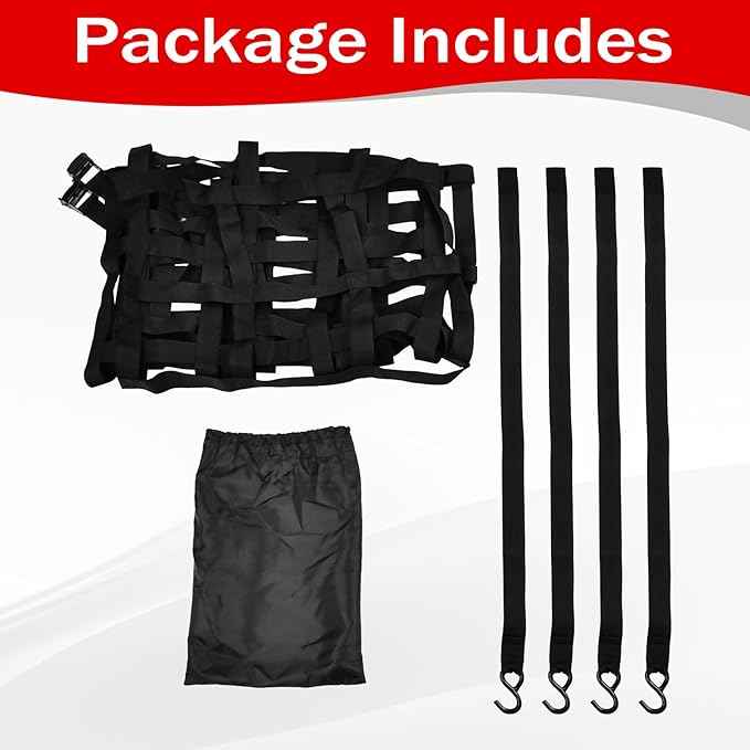 Heavy Duty 66" x 50" Truck Bed Cargo Net with Adjustable Cam Buckles & S-Hooks,5.5' x 4.17' Cargo Net with 1100LBS Capacity for Pickup Truck Bed Trailer SUV Jeeps