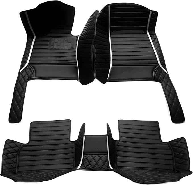 SARAHS Customized car Floor mats -Suitable for 99% of Cars, SUVs, and Trucks - car Pads to Protect Vehicle Interior Floor Accessories (Double Splicing White Line)
