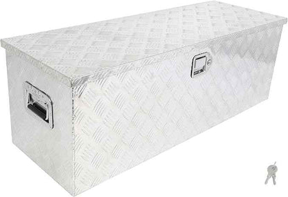 SCITOO 44 Inch Diamond Plate Truck Bed Tool Box,Heavy Duty Aluminum Crossover Storage for Most Full Size Pickups,Lockable Weatherproof Chest,Fits 44" Truck Beds,Easy Access to Load and Unload