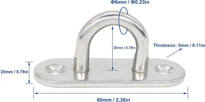 Stainless Steel Ceiling Hooks & Wall Hangers - Heavy Duty M6 Screw Mount, Rust-Proof Anchor Straps for Garage, Outdoor, Storage (4-Pack)