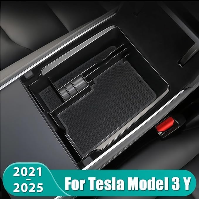 GGCLIMAX Car Organizers And Storage Car Central Control Armrest Box Storage Tray Compatible with Tesla Model 3/Y 2021-2025 ABS Plastic Organizer Accessories
