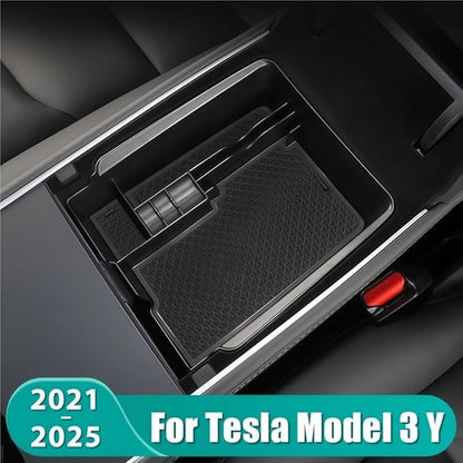 GGCLIMAX Car Organizers And Storage Car Central Control Armrest Box Storage Tray Compatible with Tesla Model 3/Y 2021-2025 ABS Plastic Organizer Accessories