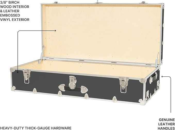 Rhino Trunk & Case Trundle Home Storage & College Trunk With Wheels - 44”x20”x12” - 1500+ lbs Capacity. USA Made Secure Under-Dorm Bed Footlocker for Clothes and Food, and Underbed Shoe Storage Box