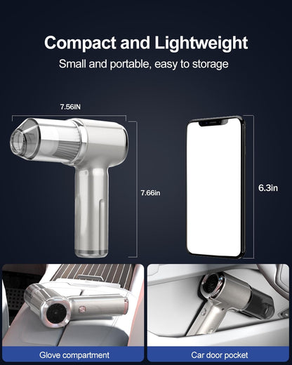 Handheld Car Vacuum Cleaner High Power,4-in-1 Small Portable Mini Cordless Brushless Motor Cleaner with 22000pa Suction Power & Air Duster,Type-C Charge,Cleaner for Home,Car(Mysterious Silver)