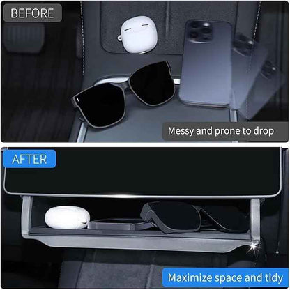 Center Console Screen Under Storage Box Compatible For Tesla Model 3/Y Juniper/Launch 2026, Center Console Hidden Storage Organizer Tray(Before 2023 Model 3Y)