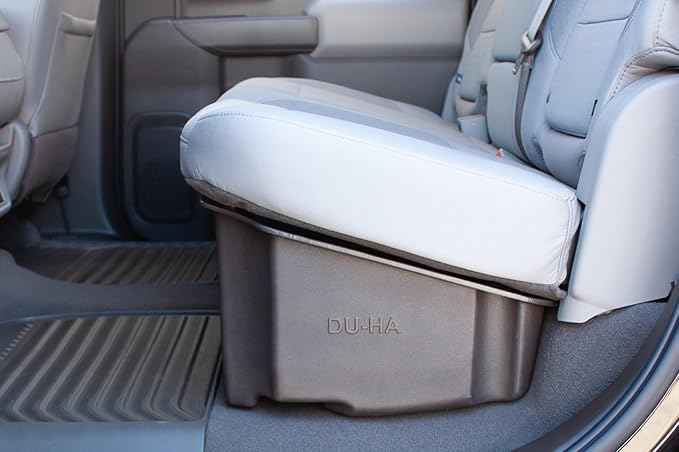 DU-HA DuHa 10400 Under Seat Storage fits 2019-2026 Silverado/Sierra Light Duty Crew Cab & 2020-2026 Heavy Duty Crew Cab (New Body Style) | Black Heavy Duty Back Seat Organizer