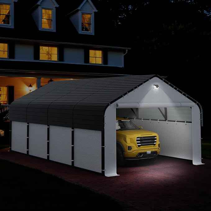 Carports Canopy Heavy Duty, Portable Garage with Sidewalls (12x20, Fully Enclosed)
