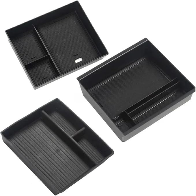 NanDeZ Central Control Storage Box Flocking Compatible For Tesla Model 3 Highland 2024 ABS Central Organizer Stowing Tidying Car Accessories 3PCS(Color:3PCS A)