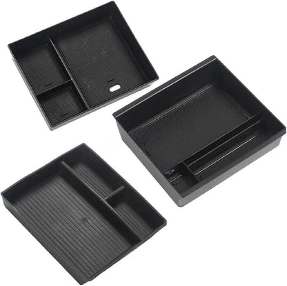 NanDeZ Central Control Storage Box Flocking Compatible For Tesla Model 3 Highland 2024 ABS Central Organizer Stowing Tidying Car Accessories 3PCS(Color:3PCS A)