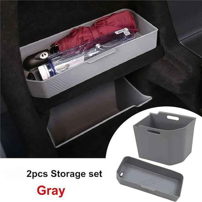 GGCLIMAX Car Organizer Rear Trunk Side Storage Box Compatible with Tesla Model X 2022-2023 Silicone Trunk Organizer Bins Black/Gray 3 Positions: Left Upper/Right/Left Under(Left Under Black)