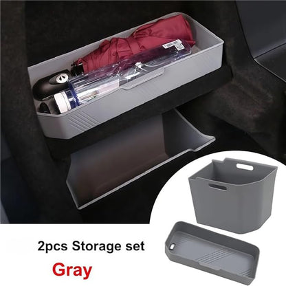 GGCLIMAX Car Organizer Rear Trunk Side Storage Box Compatible with Tesla Model X 2022-2023 Silicone Trunk Organizer Bins Black/Gray 3 Positions: Left Upper/Right/Left Under(Left Under Grey)