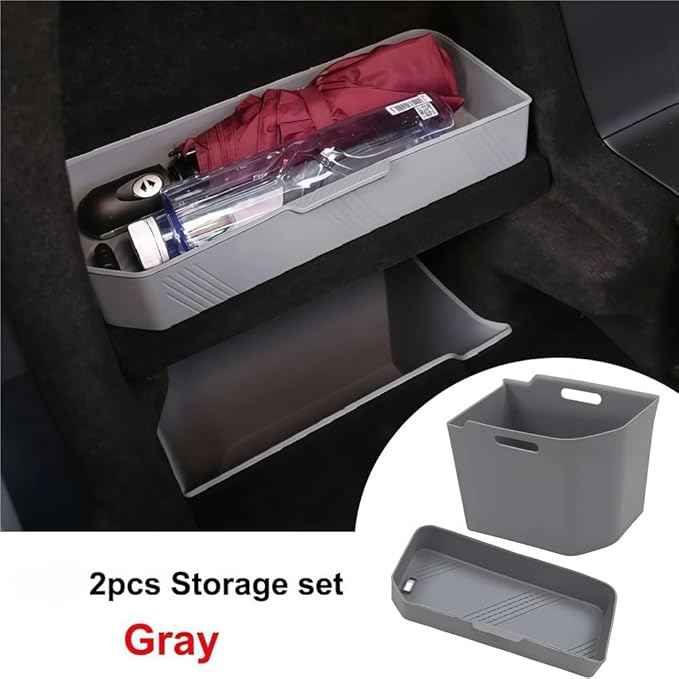 GGCLIMAX Car Organizer Rear Trunk Side Storage Box Compatible with Tesla Model X 2022-2023 Silicone Trunk Organizer Bins Black/Gray 3 Positions: Left Upper/Right/Left Under(Left Upper Grey)