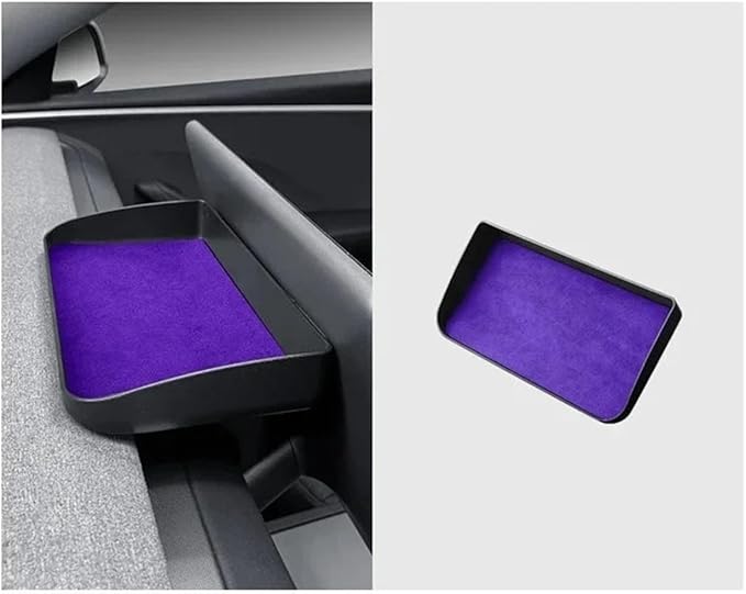 Dashboard Storage Box Central Control Suede Instrument Storage Compatible For Tesla Model 3 Highland 2024 Modification Interior Accessories(Purple1)
