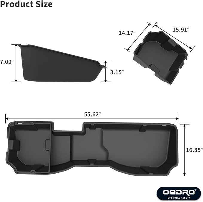 oEdRo Underseat Storage for Chevy Silverado/GMC Sierra 1500(2014-2018) Crew Cab, 2500HD 3500HD(2015-2019), Upgraded Rear Under Seat Storage Truck Organizer Tool Box