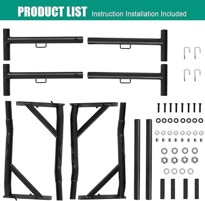 Non-Drilling Truck Rack, Heavy Duty Steel Extendable Truck Bed Ladder Rack, Fit for 52" to 71" Wide Truck Bed, 800 lb. Capacity