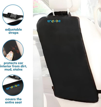Enovoe Car Seat Protectors for Kids - 4 Pack Premium Quality Car Seat Cover Back Seat Offers Waterproof Protection from Mud and Scratches - 18" x 24" with Adjustable Straps and Games for Kids