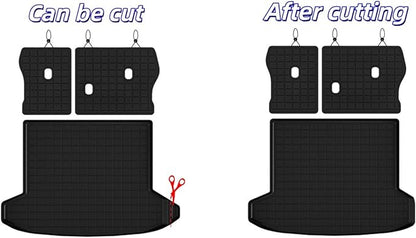 Cargo Mat with Backrest Protection for 2022-2024 2025 Hyundai Tucson, TPE All Weather Protection Cargo Liner with Velcro Rear Seats Backrest car Accessories-Black